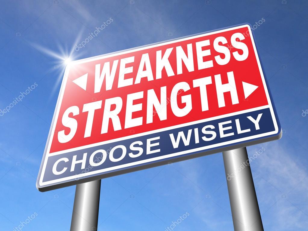 strength weakness road sign