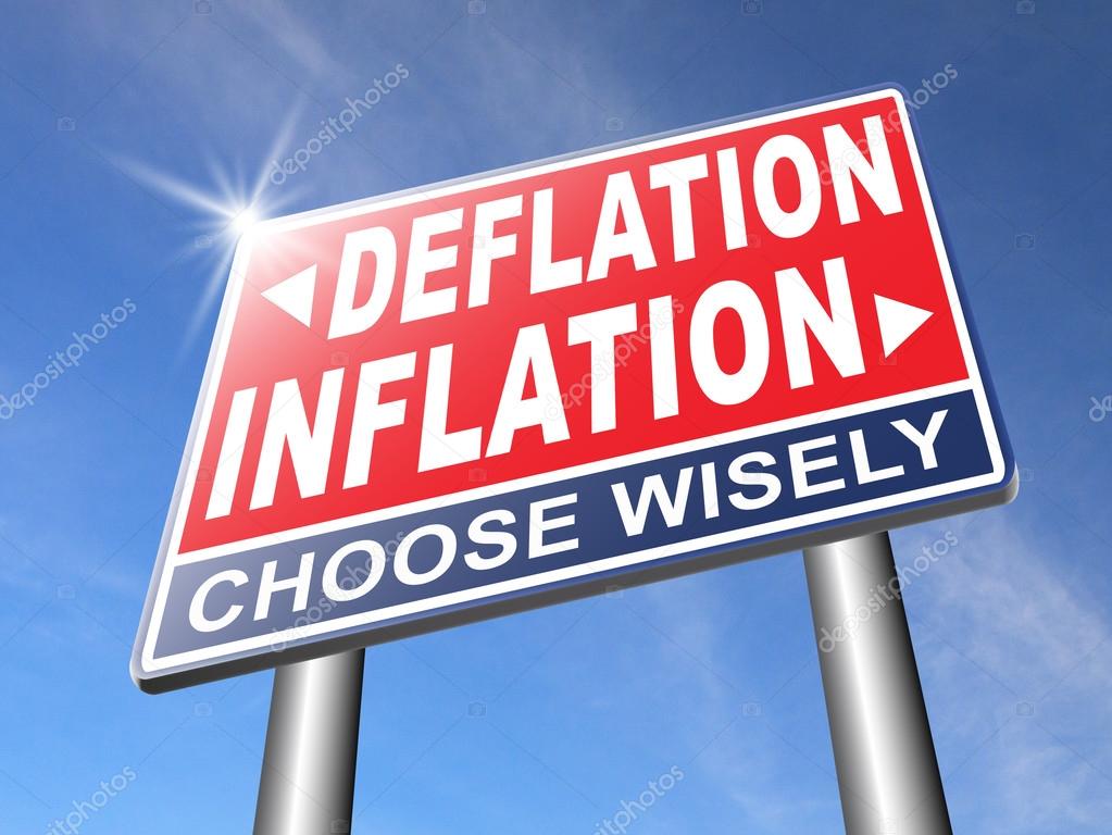 Inflation deflation  road sign