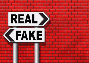 fake versus real critical thinking sign clipart