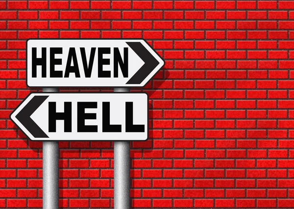 Heaven or hell devils and angels sign — Stock Photo, Image