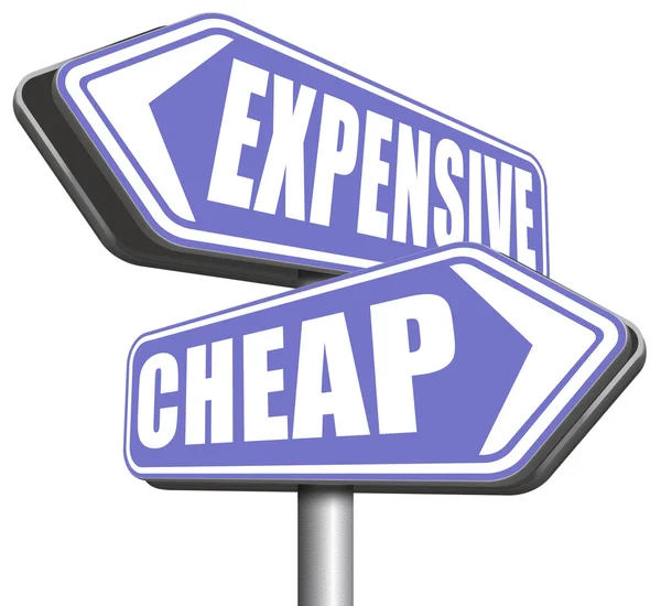 Expensive versus cheap sign — Stock Photo, Image