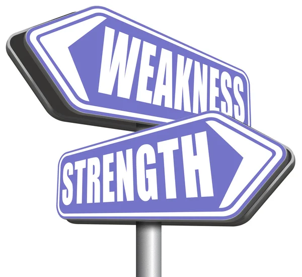 Força ou fraqueza pontos fortes ou fracos superar problemas — Fotografia de Stock