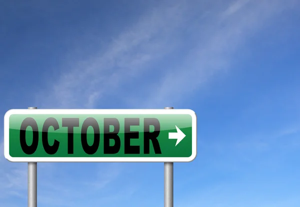 Cartelera de señal de carretera de octubre . — Foto de Stock