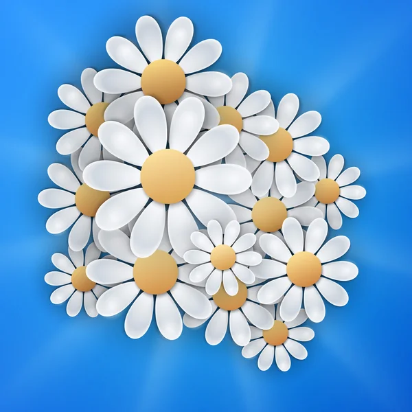 Flores blancas sobre fondo azul — Archivo Imágenes Vectoriales