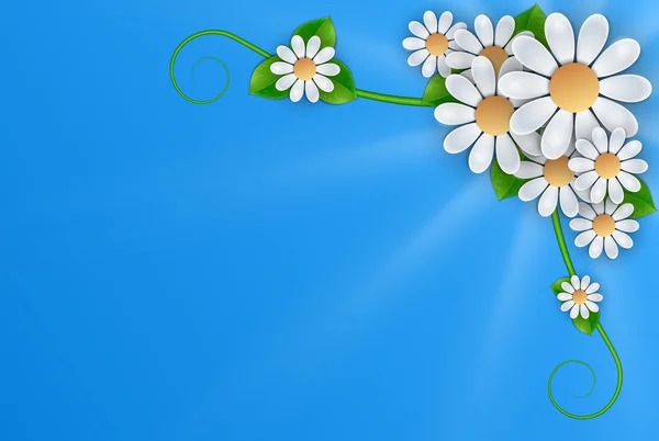 青い背景の白い花 — ストックベクタ