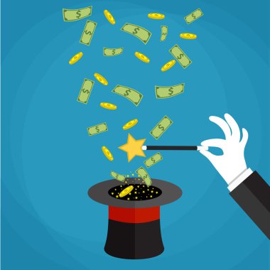 Şapka sihir numarası kavramı para.