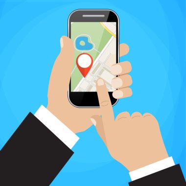 El şehir haritası ile akıllı telefon tutar