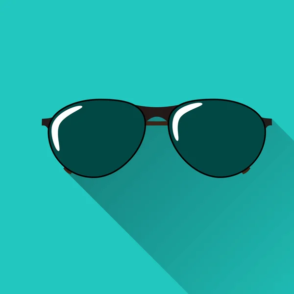 Uzun gölge güneş gözlüğü simgesi. Düz tasarım stili. Güneş gözlüğü siluet. Basit simgesi. Şık renklerde modern düz simgesi. Web sitesi sayfası ve mobil uygulaması tasarım öğesi. — Stok Vektör