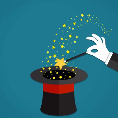 Holding sihirli bir değnek karikatür büyücüler eller