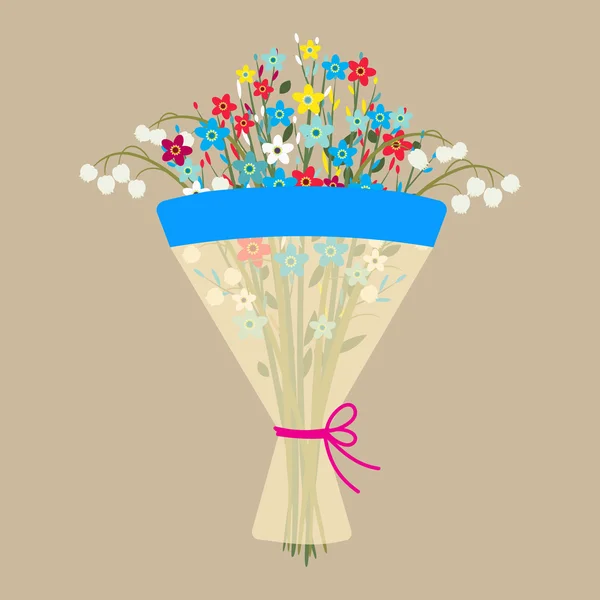 Schattig boeket van bloemen. — Stockvector