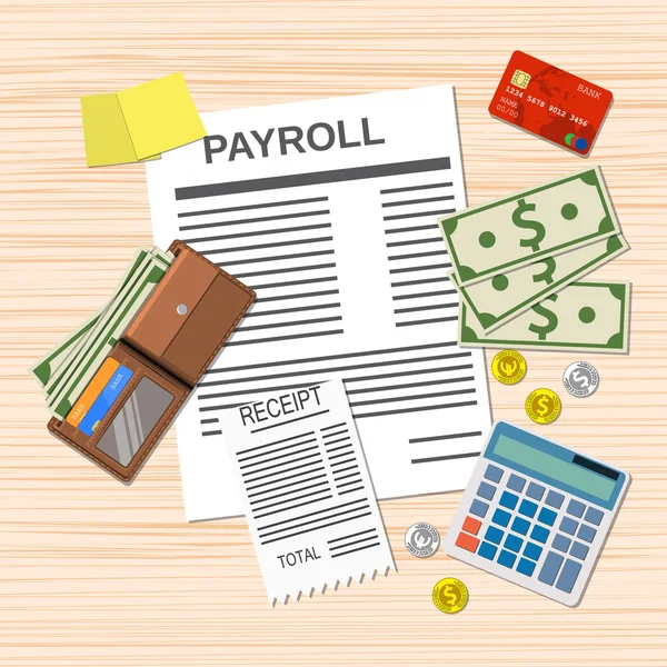 Payroll invoice sheet, — Stok Vektör