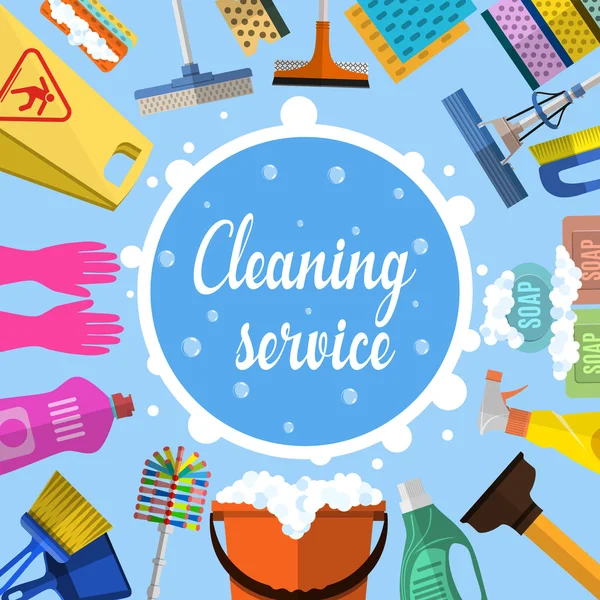 Servicio de limpieza Ilustración plana — Vector de stock