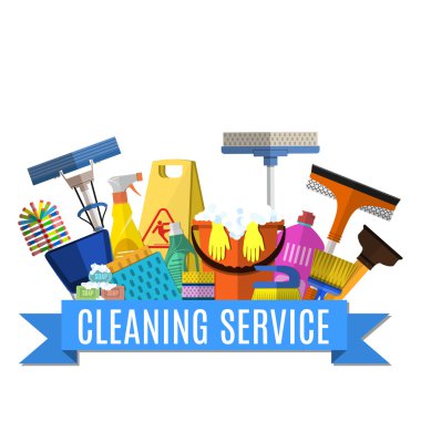 Cleaning service flat illustration clipart