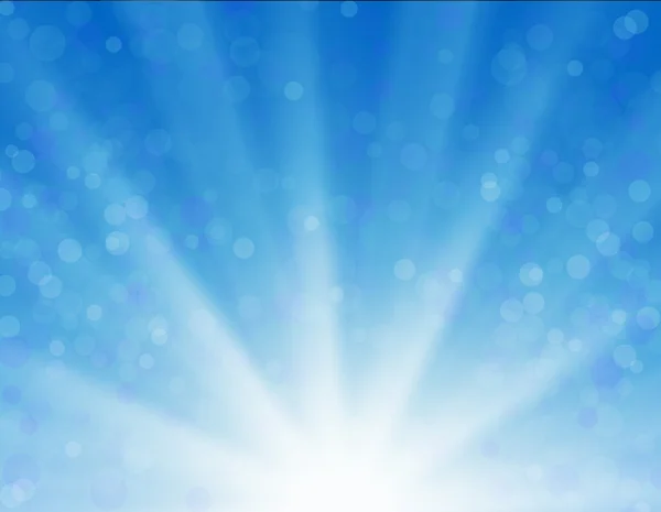 Vector background with shiny sun over a blue sky — Stock Vector