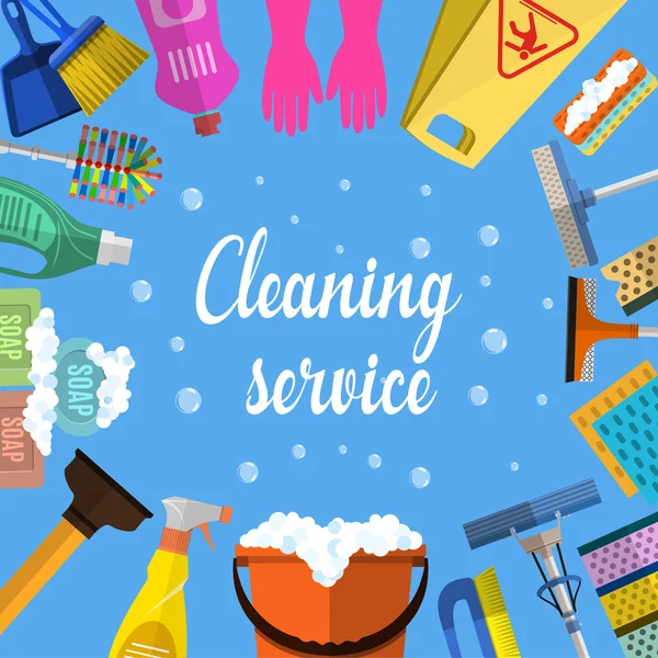 Schoonmaakservice Flat Illustration — Stockvector