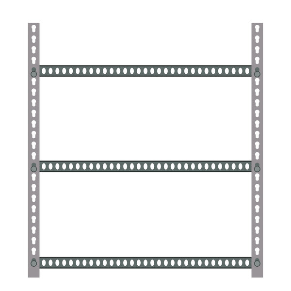 Empty metallic storage shelves.