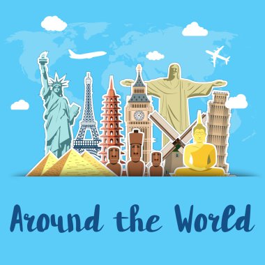 Dünya yerlerinden etiket Icons set