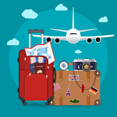 Turistler Bagaj uçan uçak