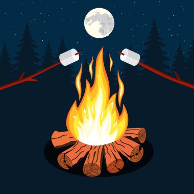 Bonfire with marshmallow clipart