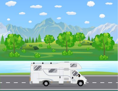 Aile Gezgin kamyon yolda sürme.