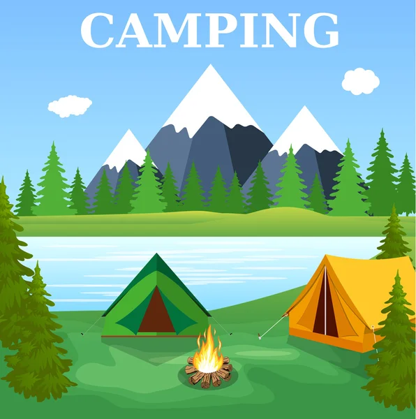 Vektor flache Illustration camping. — Stockvektor
