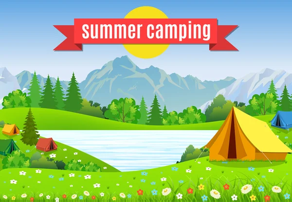 Vector plano ilustración camping . — Vector de stock