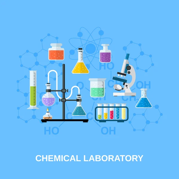 Χημική γυαλικά, εργαστήριο. — Διανυσματικό Αρχείο