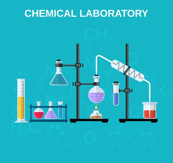 Kémiai üvegáru, laboratóriumi. — Stock Vector