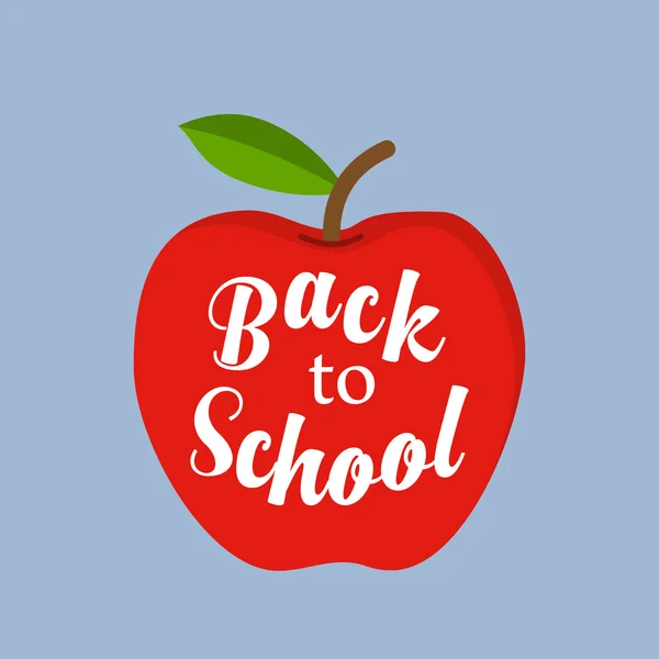 Mensaje de regreso a la escuela en manzana roja — Vector de stock