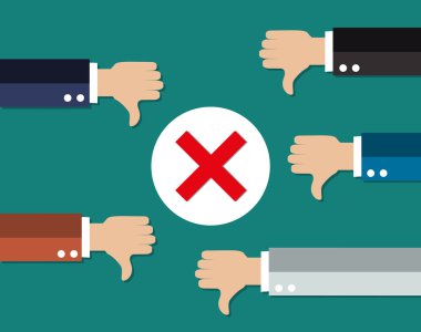 karikatür İşadamları elleri başparmak aşağı tutun.