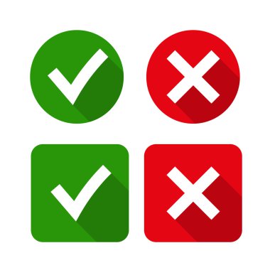Onay işareti Tamam yeşil ve kırmızı X kutsal kişilerin resmi,