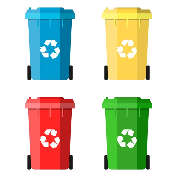 Conjunto de papeleras de reciclaje para basura y basura — Vector de stock