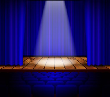 Kırmızı perde ile Tiyatro sahne