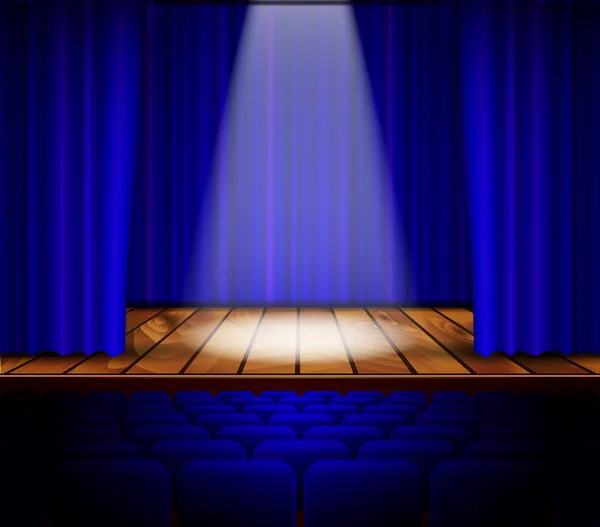 Theater stage with red curtain — Stock Vector