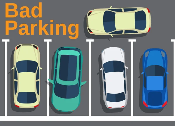 Malo estacionamiento. Bloqueo de coches . — Archivo Imágenes Vectoriales