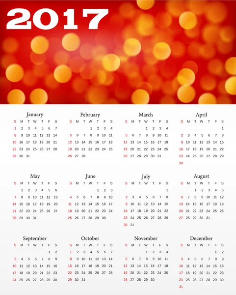 Calendrier avec fond rouge abstrait — Image vectorielle