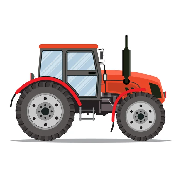 Tractor plano sobre fondo blanco . — Archivo Imágenes Vectoriales