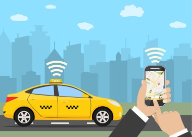 Eller smartphone ve taksi uygulaması ile