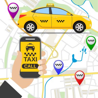 Taksi hizmeti uygulaması ile Smartphone