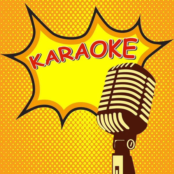 Karaoke. Microfono vecchio stile in stile pop art — Vettoriale Stock