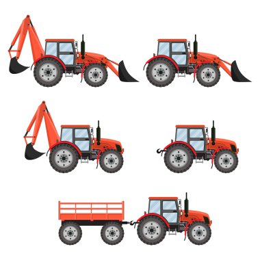 Traktör, tarak, buldozer set.