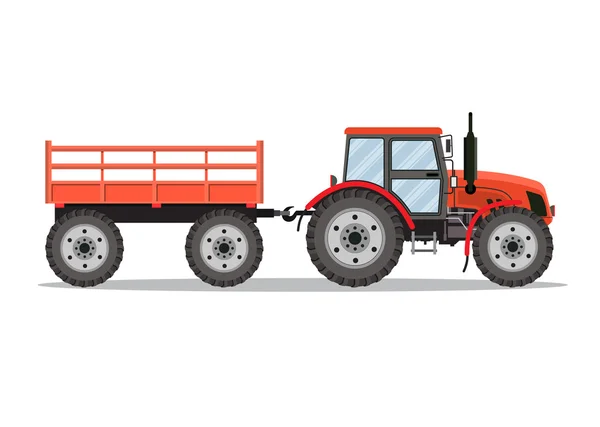 Red tractor with semi-trailer — Stock Vector