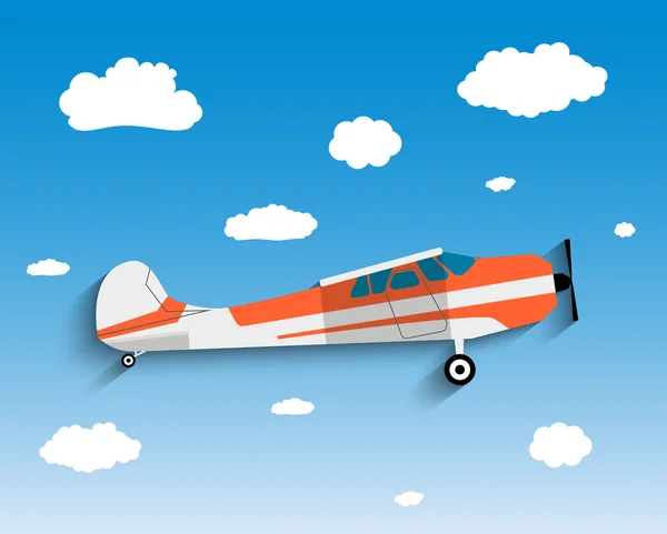 Vuelo del avión en el cielo . — Vector de stock