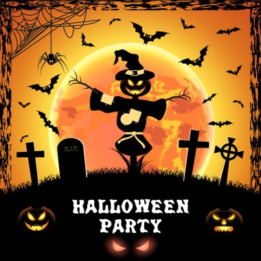 Cadılar Bayramı için ürkütücü kartı.