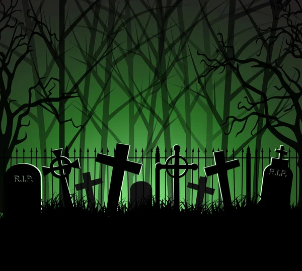 Cimetière de cimetière tombe dans la forêt — Image vectorielle