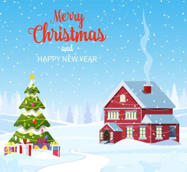 Banliyö evi karla kaplı.