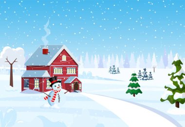 Banliyö evi karla kaplı.