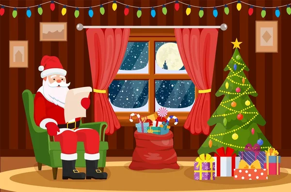 Santa Claus sitting in armchair — Stock Vector