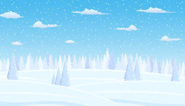 Christmas landscape background with snow and tree — Stock Vector