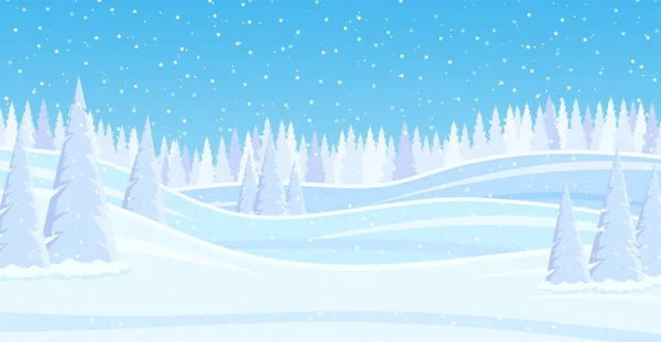 Christmas landscape background with snow and tree — Stock Vector